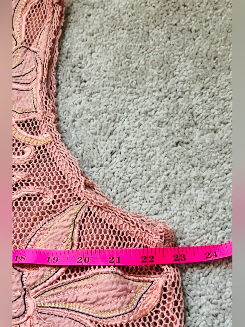 We The Free Pink coral sheet embroidered Floral Mesh Tank M - Picture 4 of 5